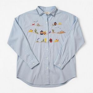 Vintage 90s Erika & Company Embroidered Southwestern Desert Women's Button Down